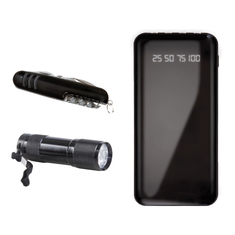 KP02117-0144 Hediyelik Set - 10.000 Mah Powerbank - 7 Fonksiyonlu Çakı - Led Elfeneri